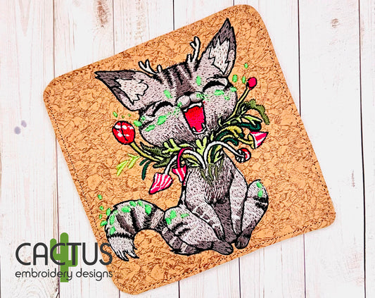 Mushroom Cat Embroidery Design