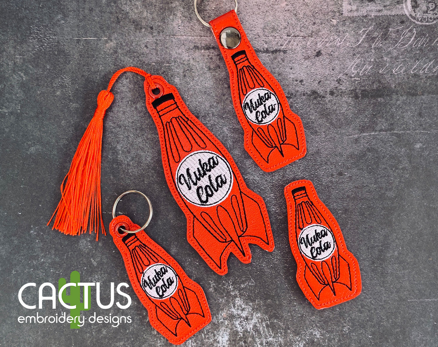 Post-War Soft Drink Set of Bookmark\Bag Tag, Eyelet Fob, Feltie, Snap Tab