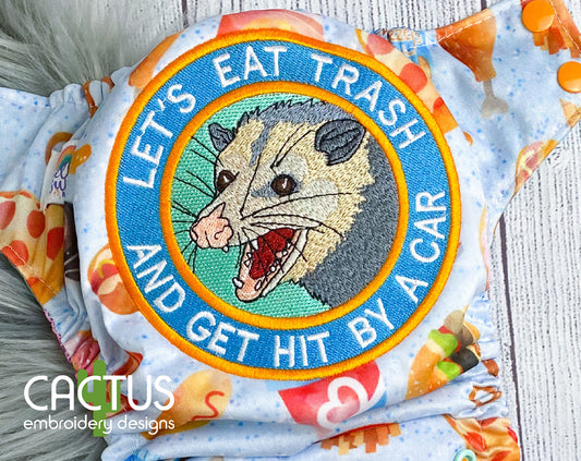 Opossum Patch Embroidery Design