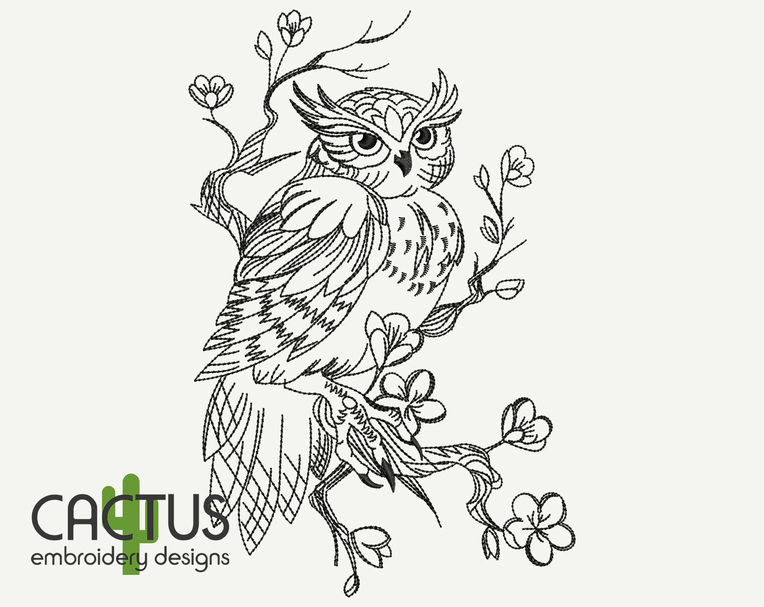 owl on branch drawing