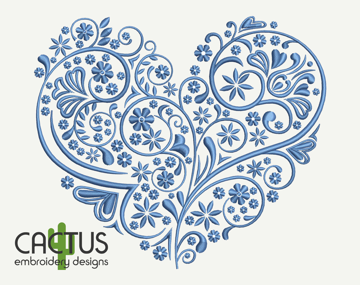 Patterned Heart Embroidery Design – Cactus Embroidery Designs