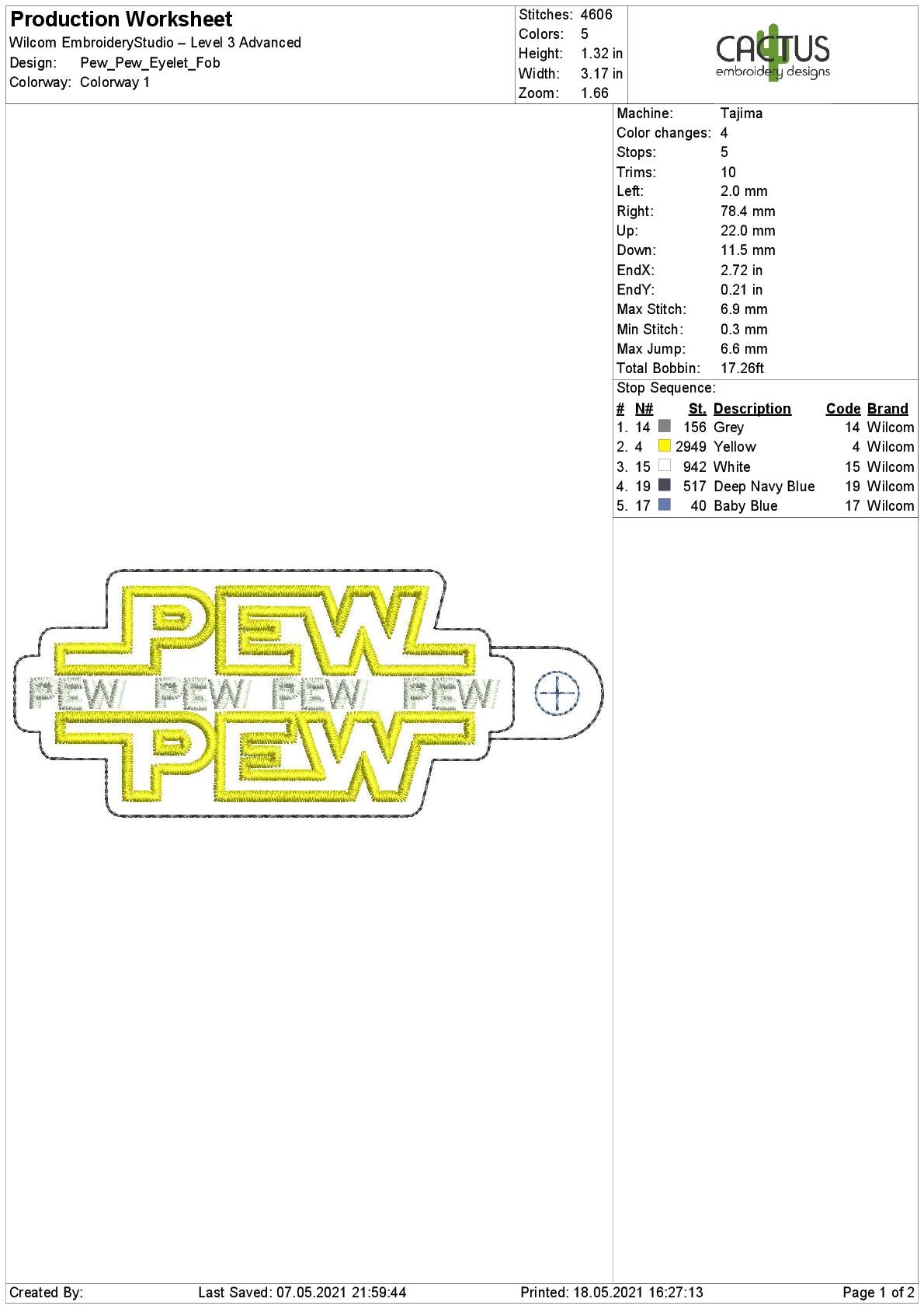 Pew Pew Snap Tab & Eyelet Fob