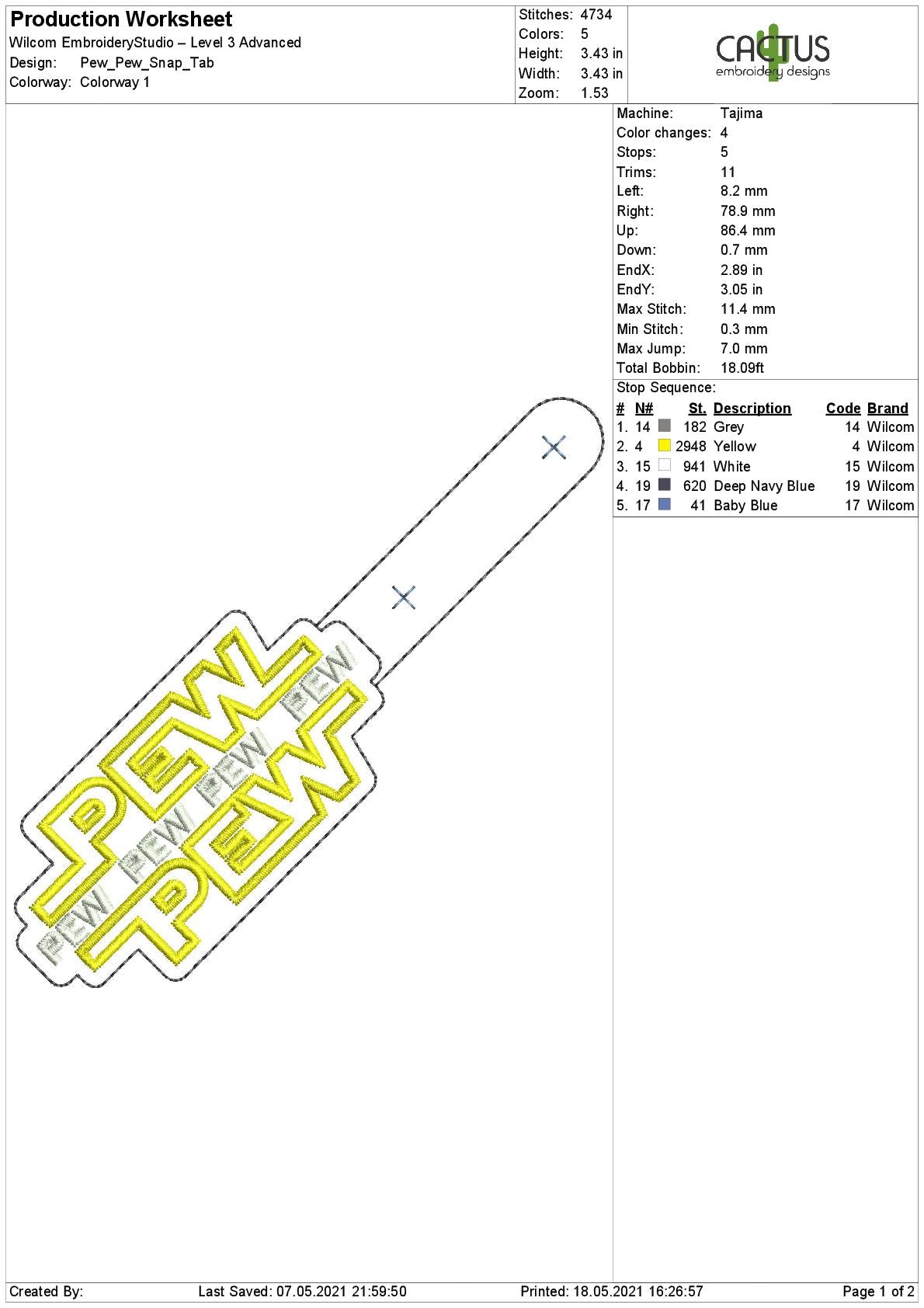 Pew Pew Snap Tab & Eyelet Fob