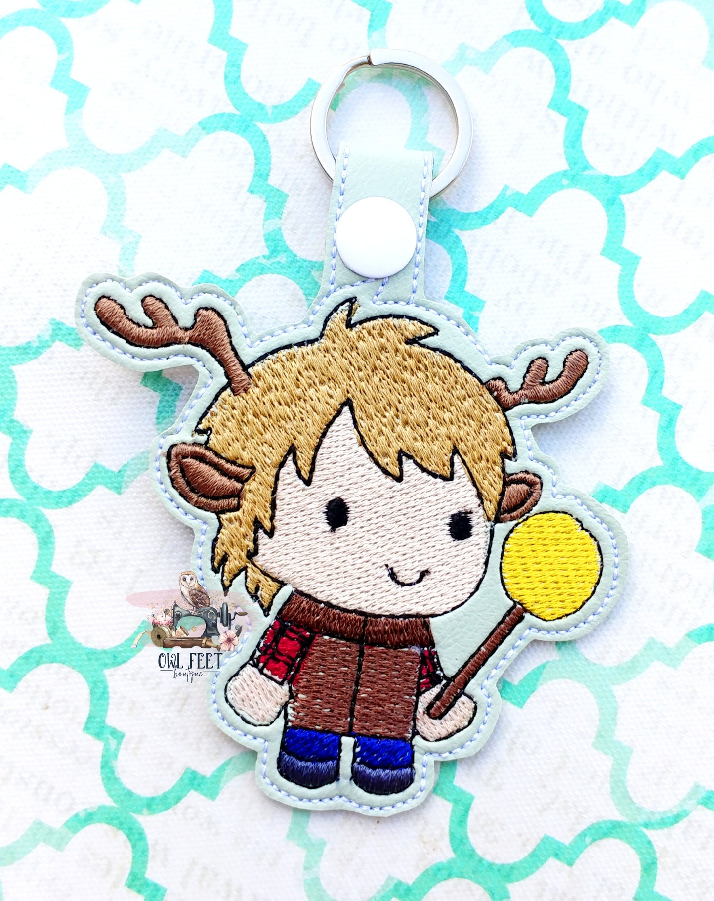 Chibi Half-Deer Boy Snap Tab & Eyelet Fob