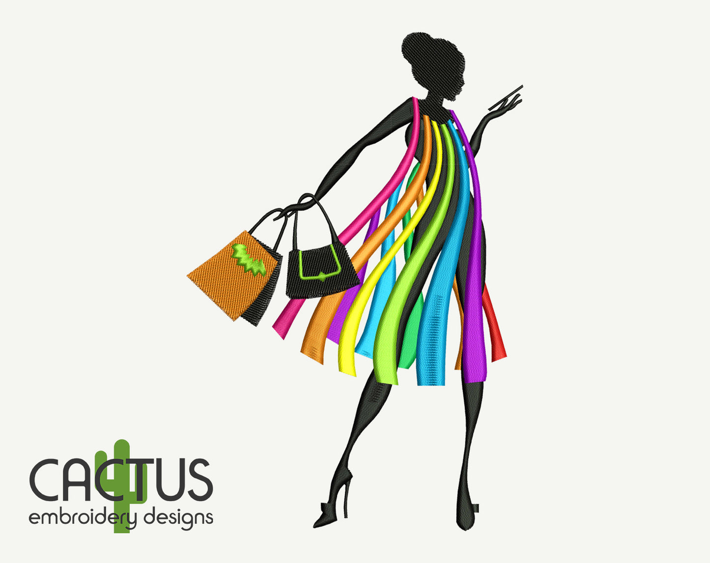 Rainbow Dress Silhouette Embroidery Design