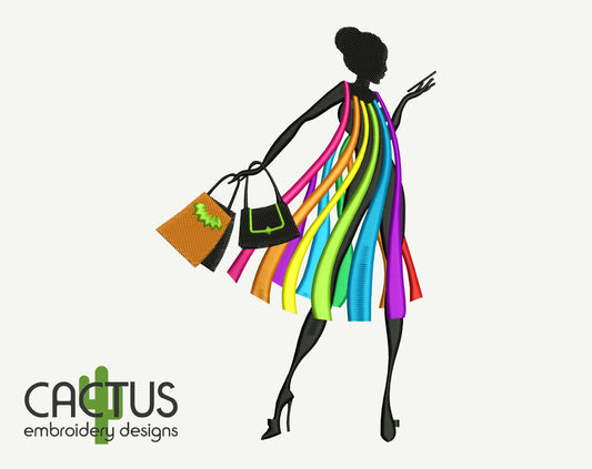 Rainbow Dress Silhouette Embroidery Design