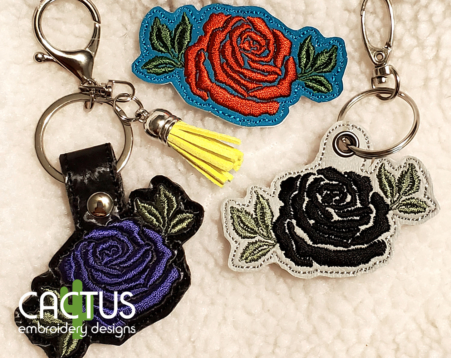 Rose Set of Eyelet Fob, Feltie, Snap Tab