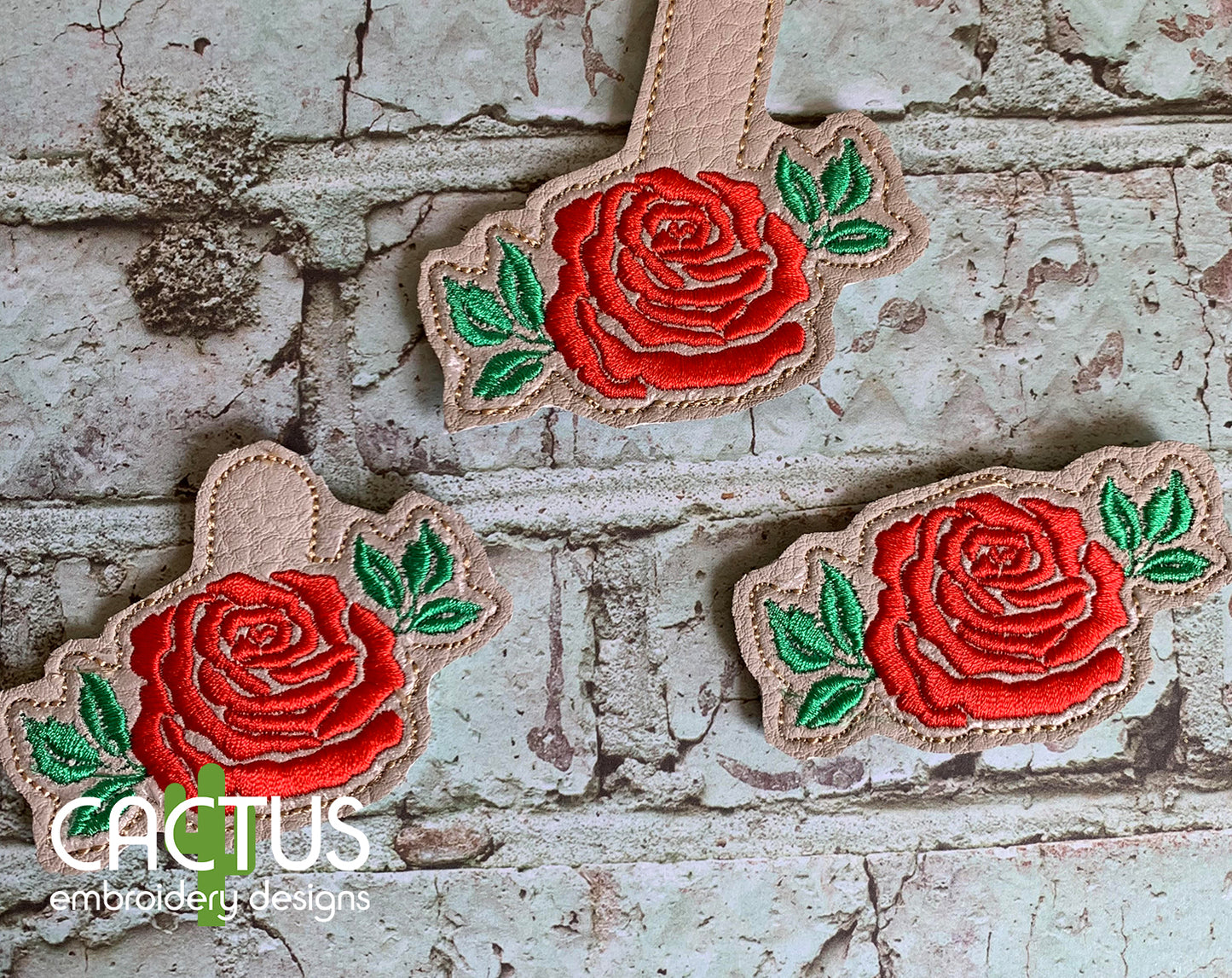 Rose Set of Eyelet Fob, Feltie, Snap Tab
