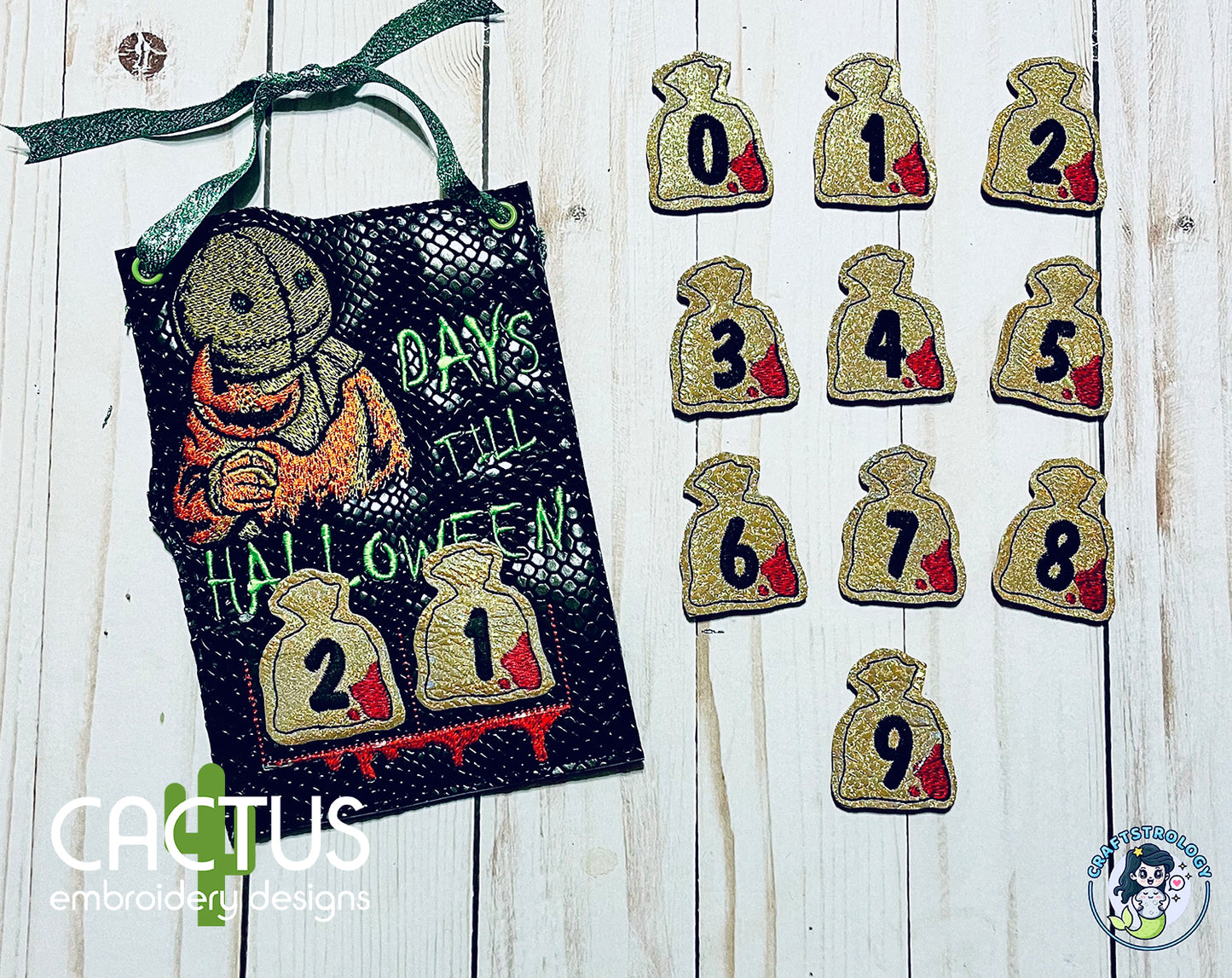 Sam Days till Halloween Countdown Embroidery Design