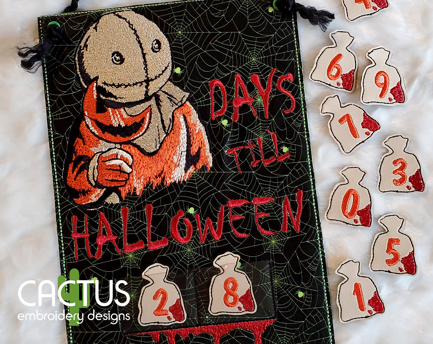 Sam Days till Halloween Countdown Embroidery Design