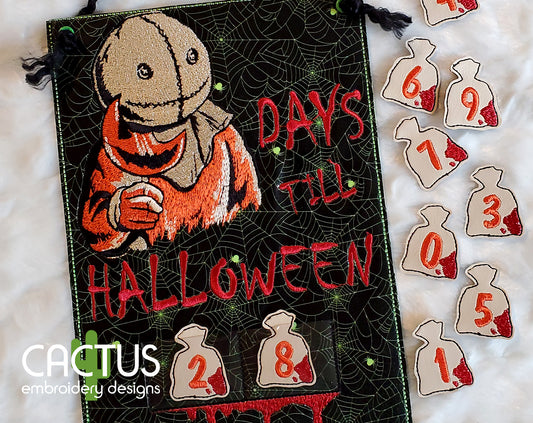 Sam Days till Halloween Countdown Embroidery Design