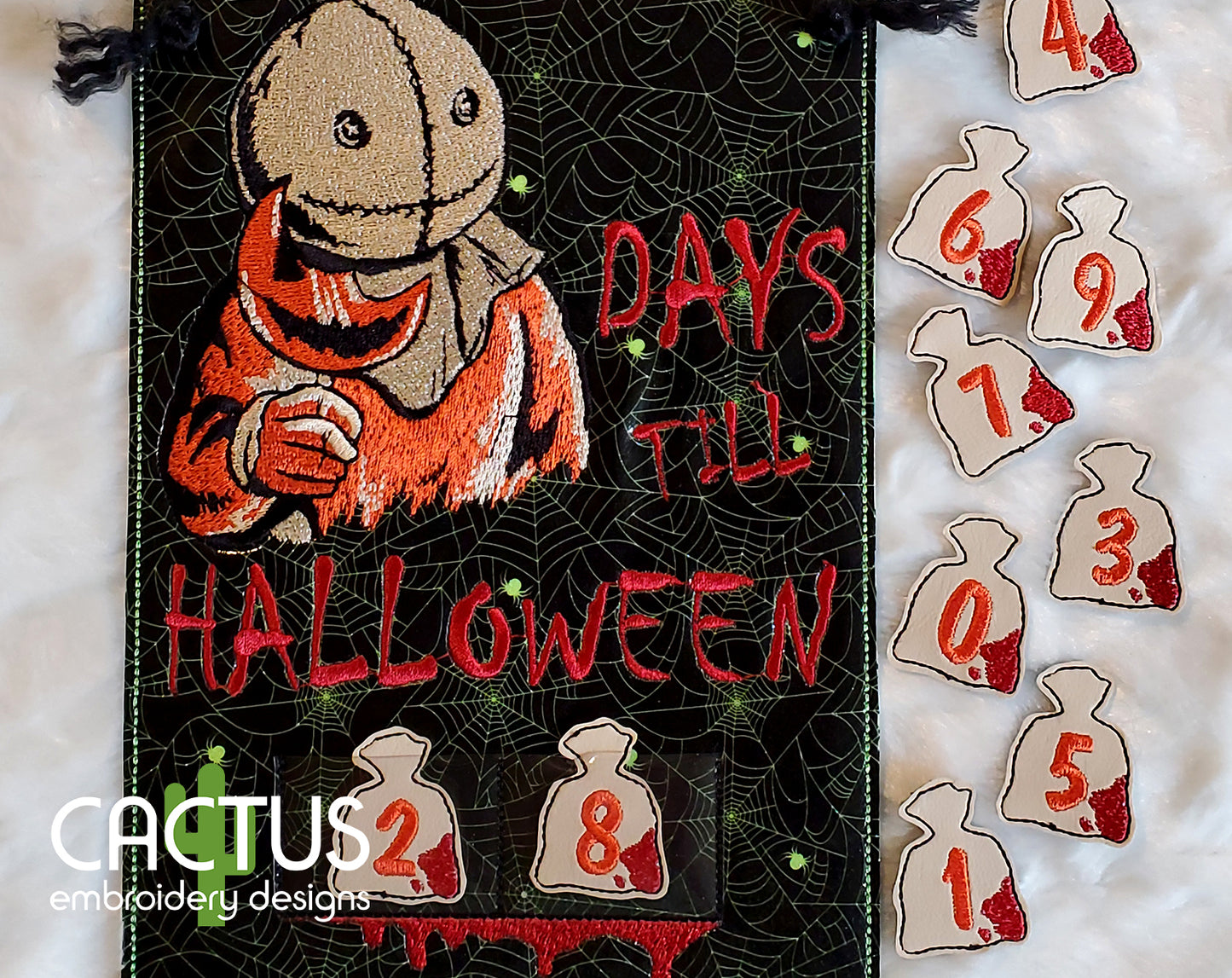 Sam Days till Halloween Countdown Embroidery Design