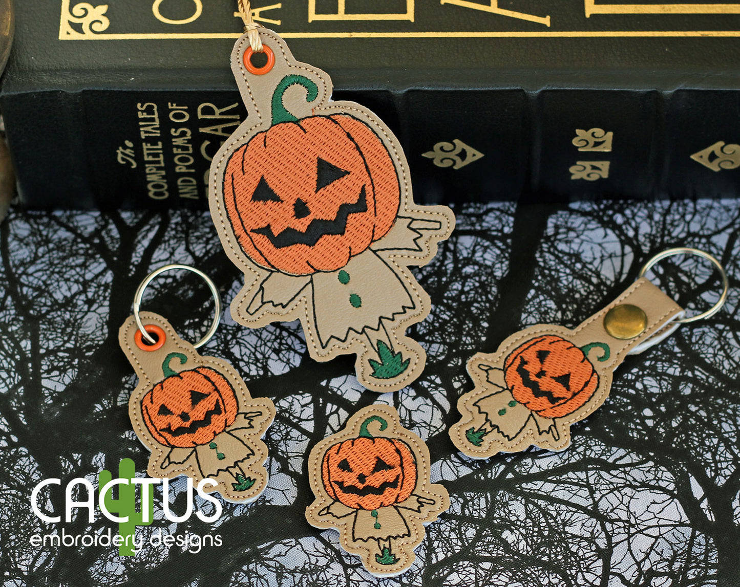Scarecrow Set of Bookmark\Bag Tag, Eyelet Fob, Feltie, Snap Tab