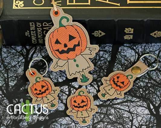 Scarecrow Set of Bookmark\Bag Tag, Eyelet Fob, Feltie, Snap Tab