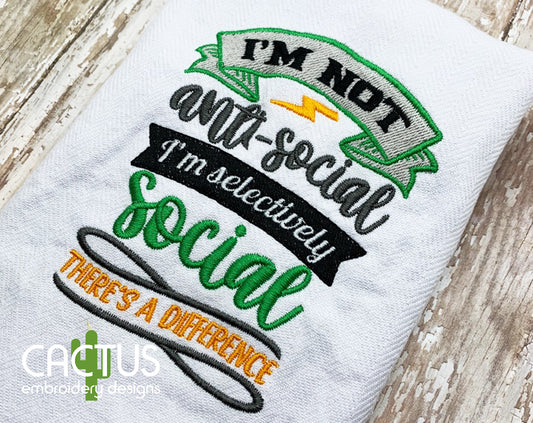 Selectively Social Embroidery Design