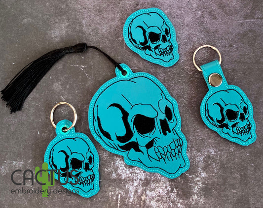 Skull Set of Bookmark\Bag Tag, Eyelet Fob, Feltie, Snap Tab