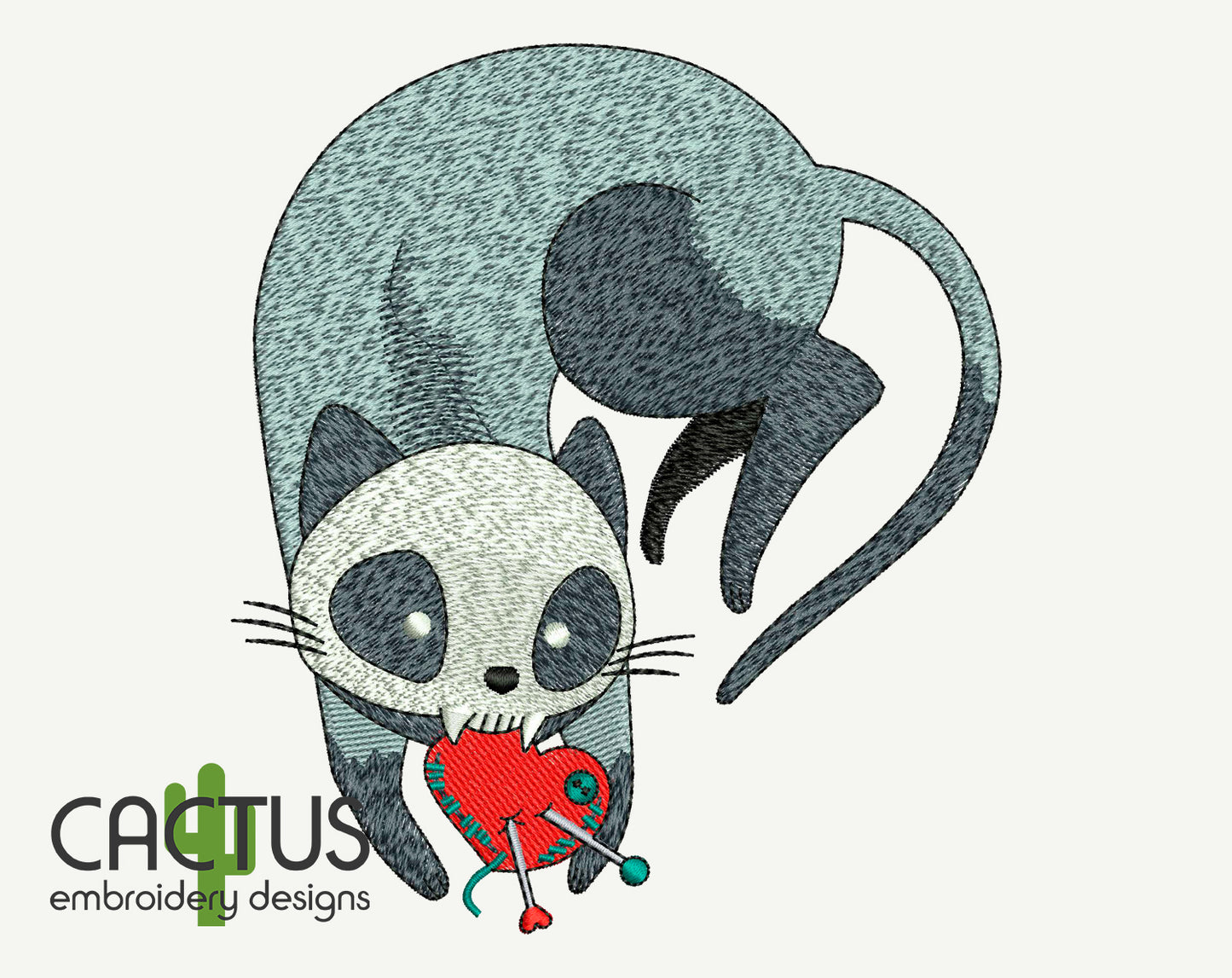 Skull Cat Embroidery Design