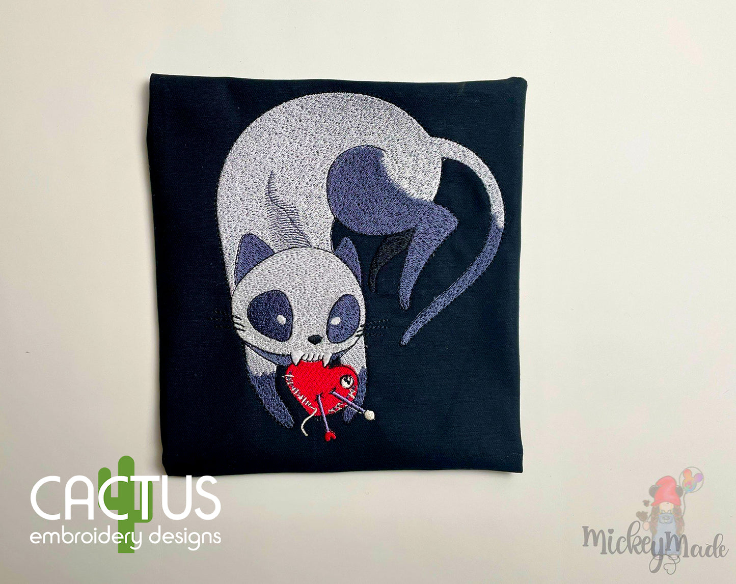 Skull Cat Embroidery Design