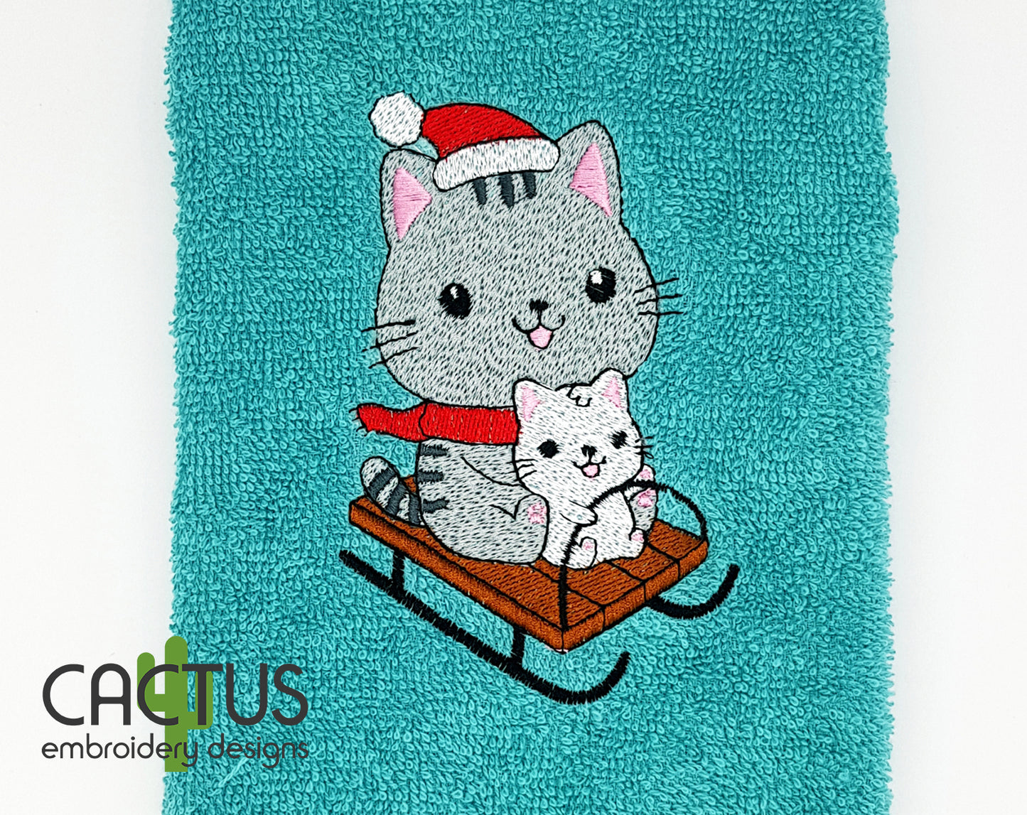 Sledding Cats Embroidery Design