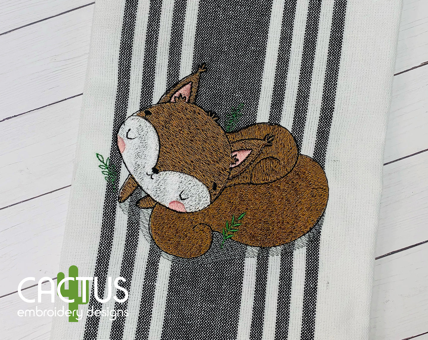 Sleeping Squirrel Embroidery Design