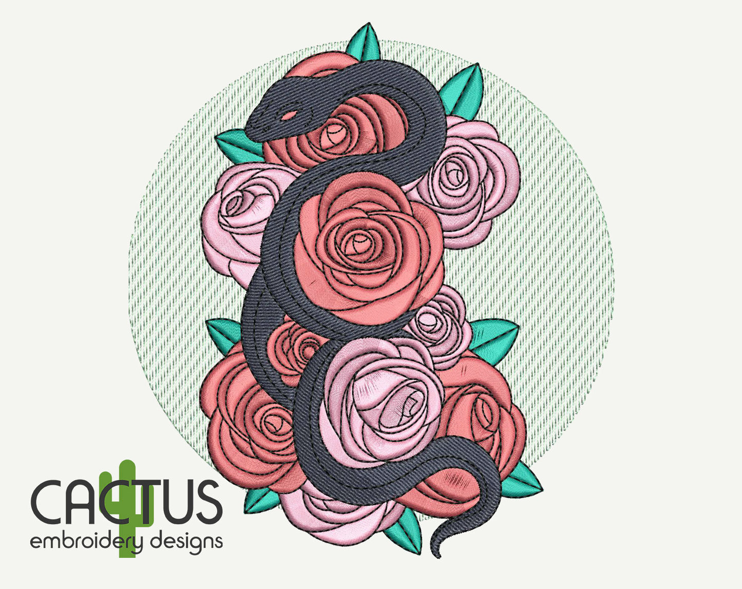 Snake in Flowers Embroidery Design