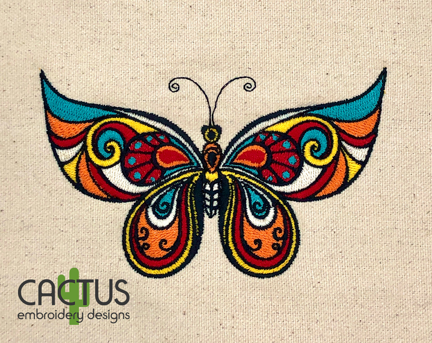 Stained Glass Butterfly Embroidery Design