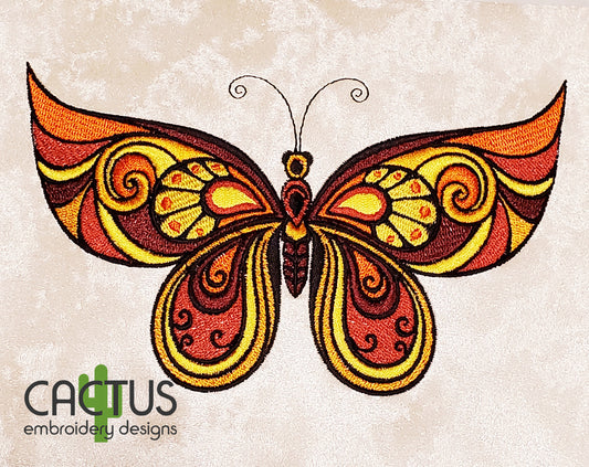Stained Glass Butterfly Embroidery Design