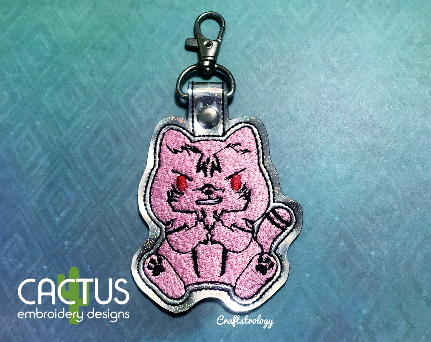 Cursed Suku Cat Snap Tab & Eyelet Fob
