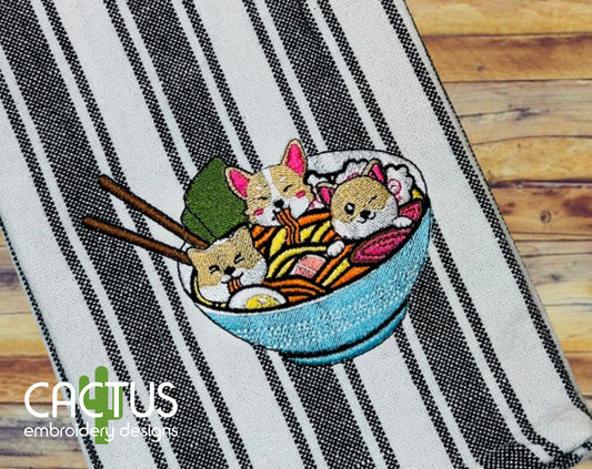 Three Kawaii Doge Embroidery Design
