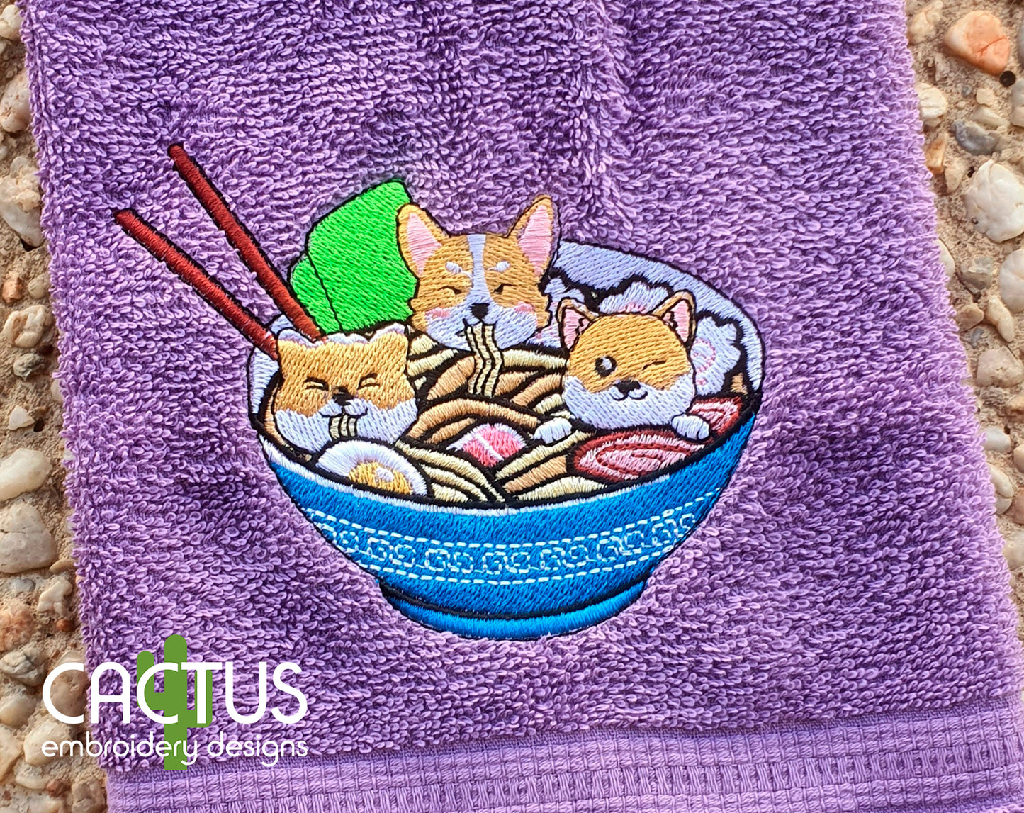 Three Kawaii Doge Embroidery Design