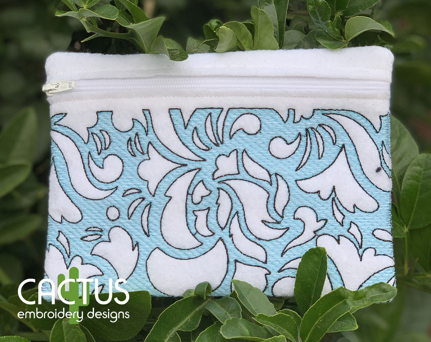 Trapunto Pattern Zipper Bag