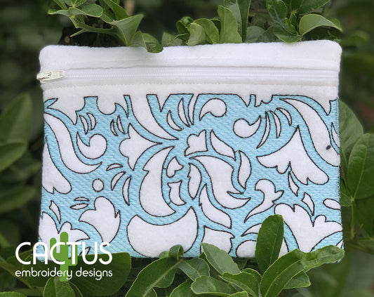 Trapunto Pattern Zipper Bag