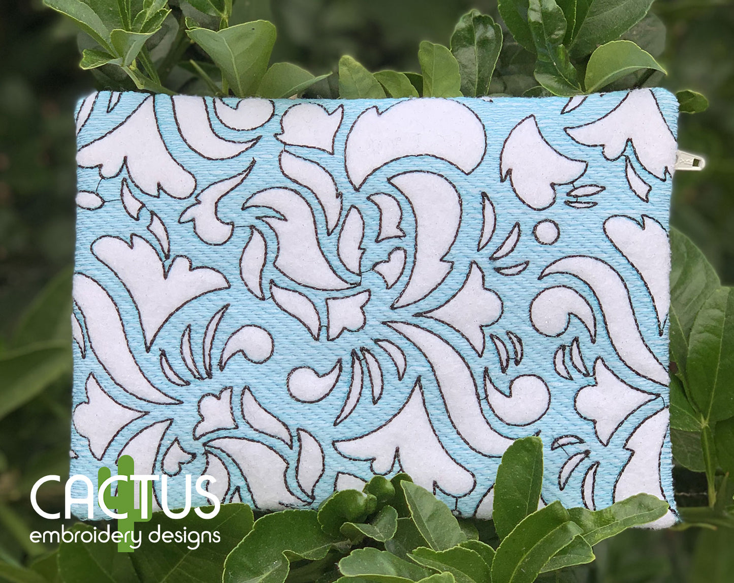 Trapunto Pattern Zipper Bag