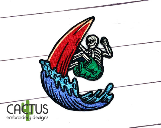 Undead Surfer Patch Embroidery Design
