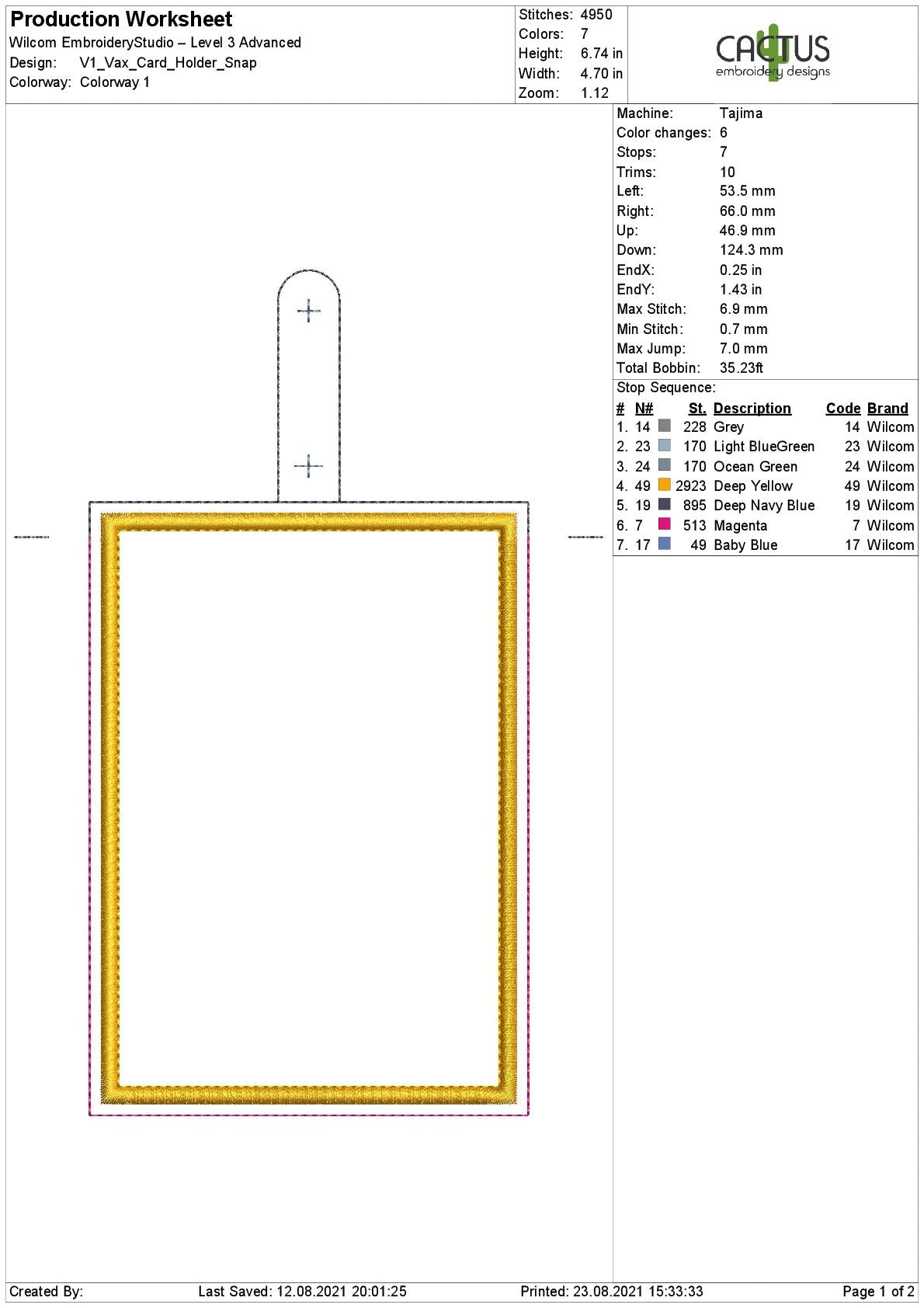 Blank Applique ID and Vax Card Holder