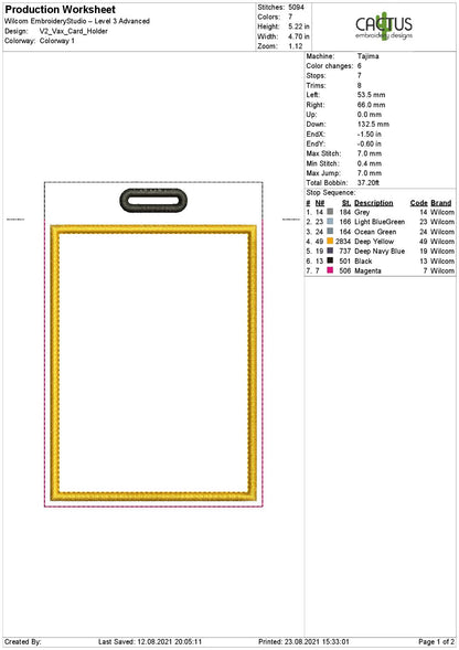 Blank Applique ID and Vax Card Holder