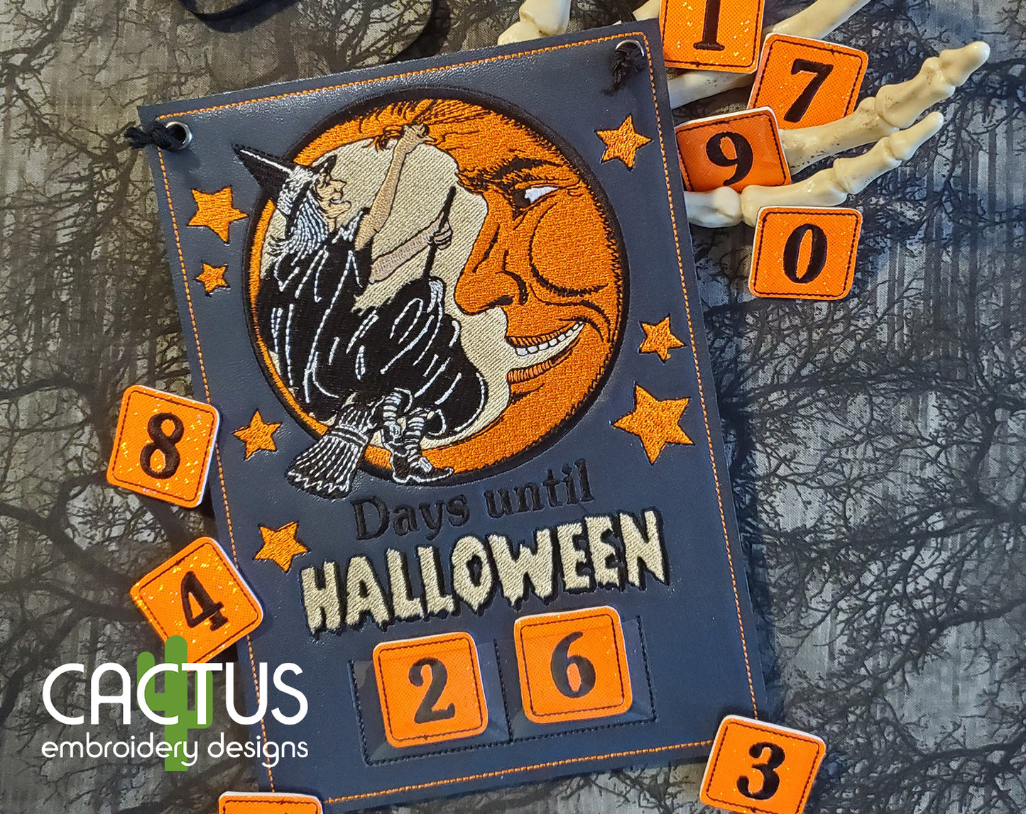Witch Days till Halloween Countdown Embroidery Design