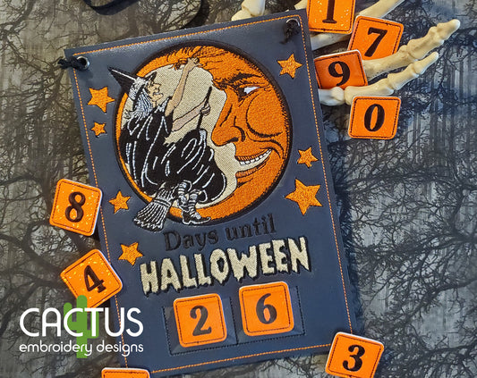 Witch Days till Halloween Countdown Embroidery Design