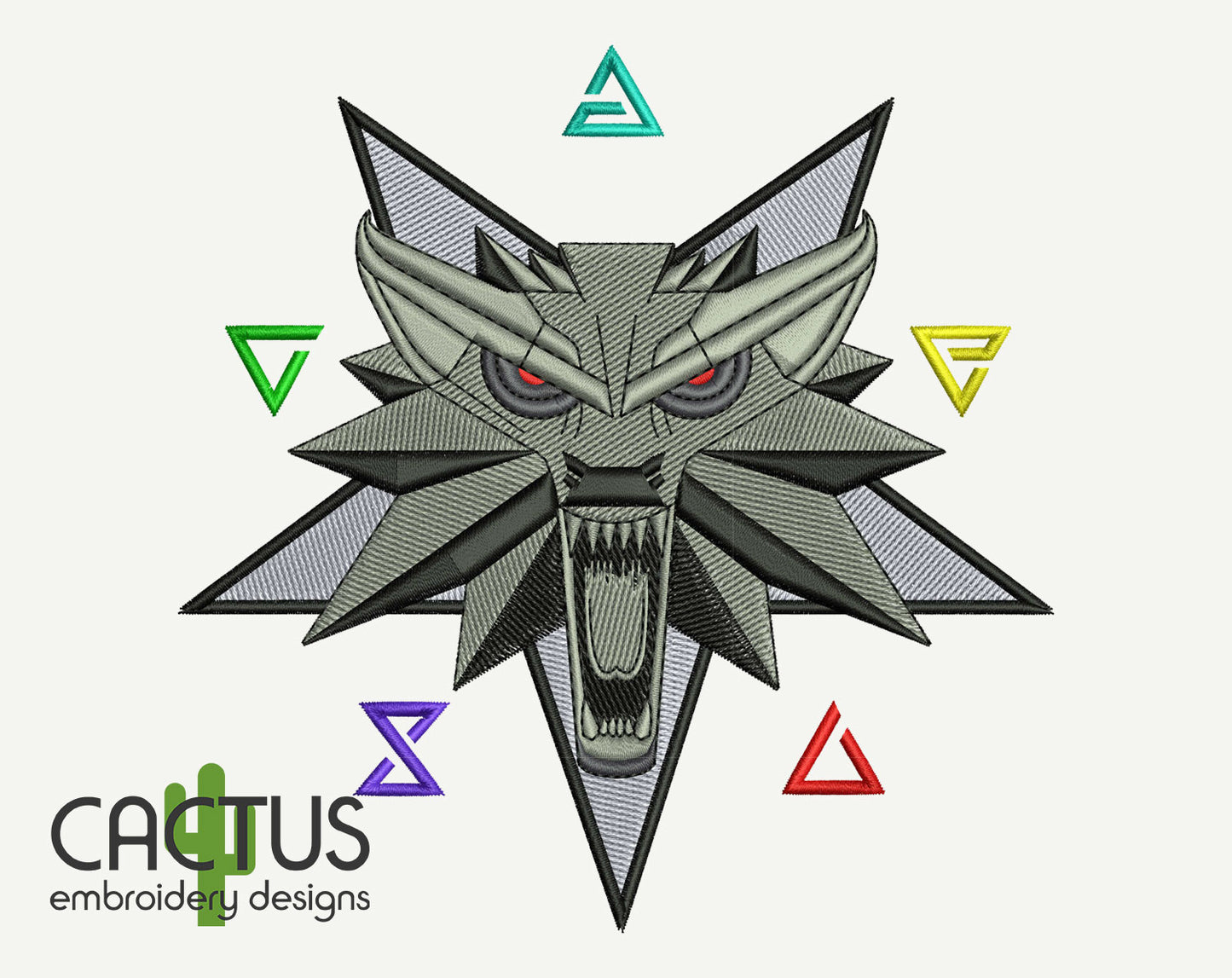 Wolf Head Medallion Embroidery Design