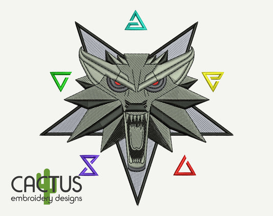 Wolf Head Medallion Embroidery Design