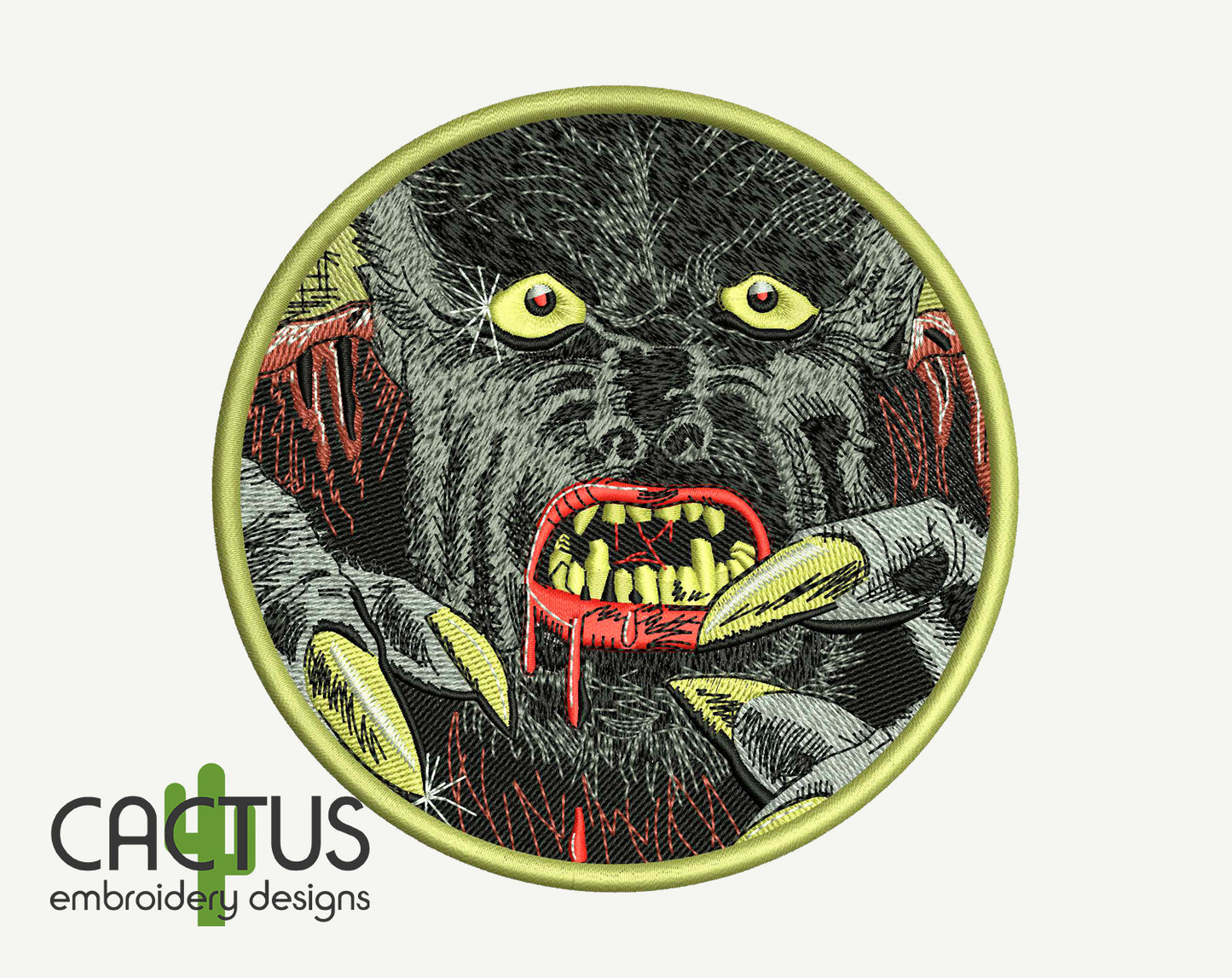 Wolfman Patch Embroidery Design