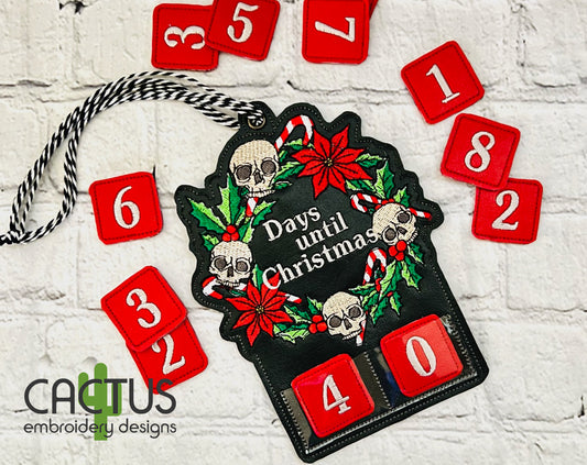 Wreath with Skulls Countdown Embroidery Design