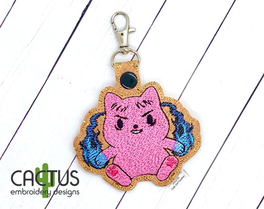 Yuji Cat Snap Tab & Eyelet Fob