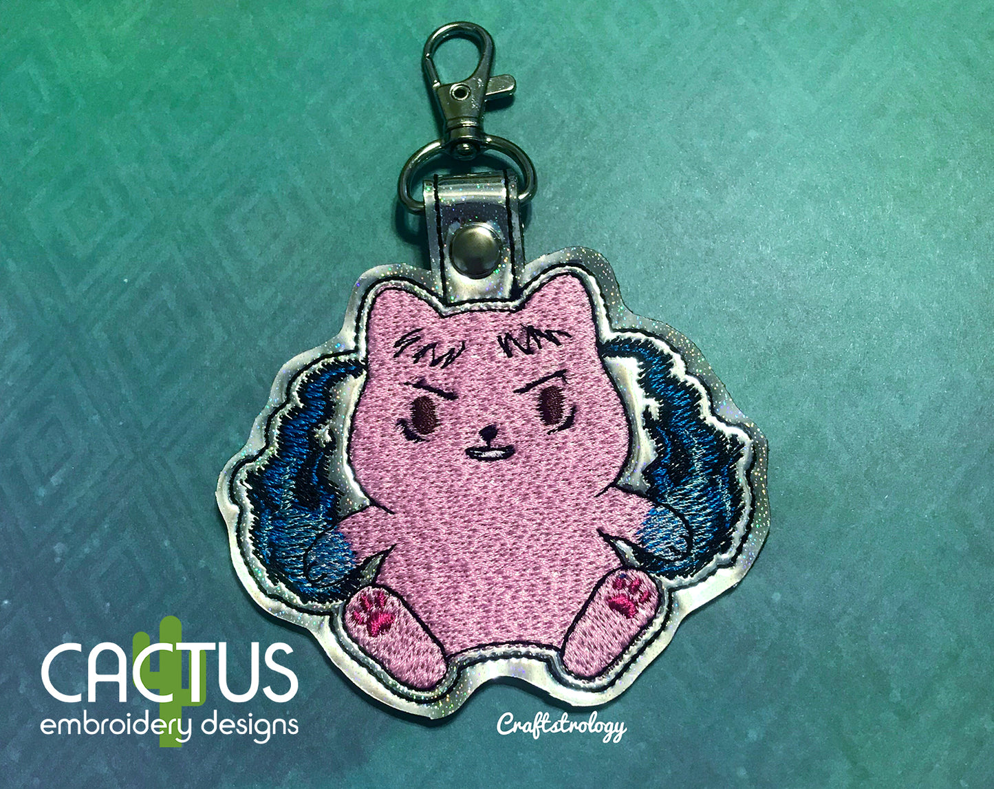 Yuji Cat Snap Tab & Eyelet Fob
