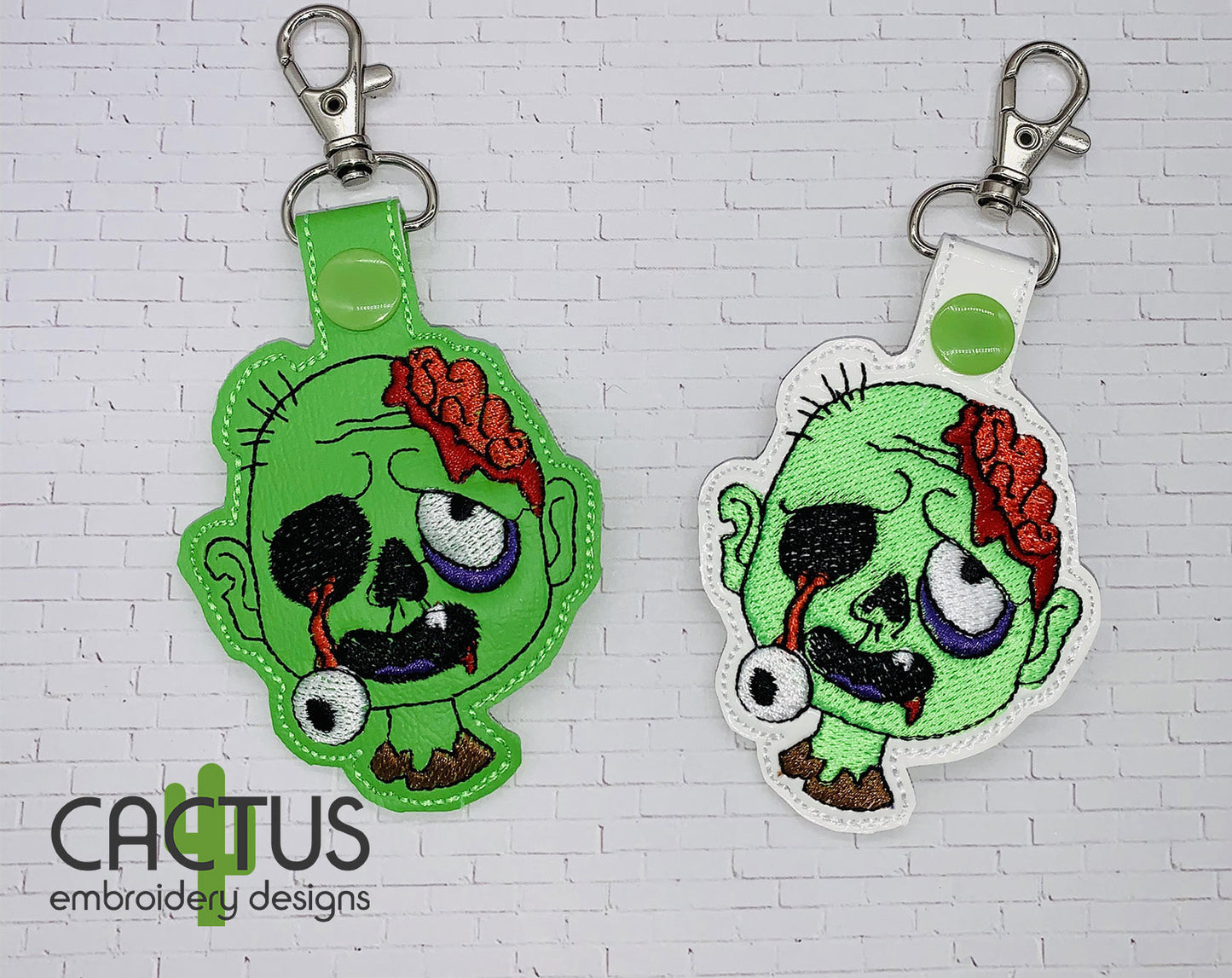 Zombie Set of Embroidery Design, Sanitizer Holder, Bookmark, Eyelet Fob, Feltie & Snap Tab