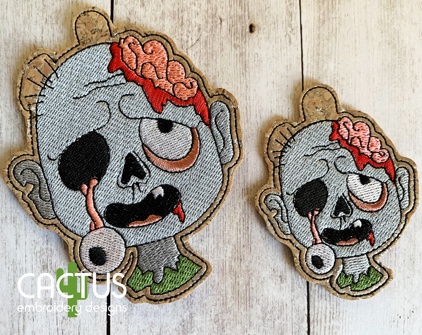 Zombie Set of Embroidery Design, Sanitizer Holder, Bookmark, Eyelet Fob, Feltie & Snap Tab