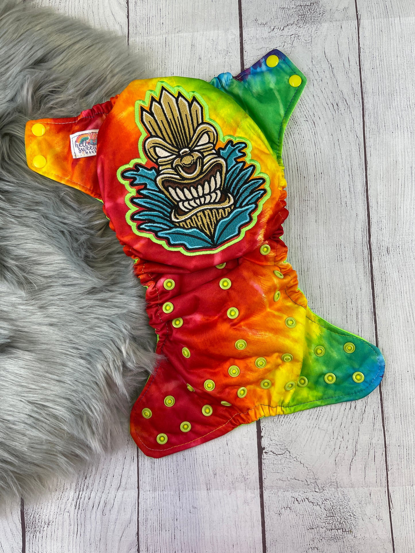 Tiki Mask Patch Embroidery Design