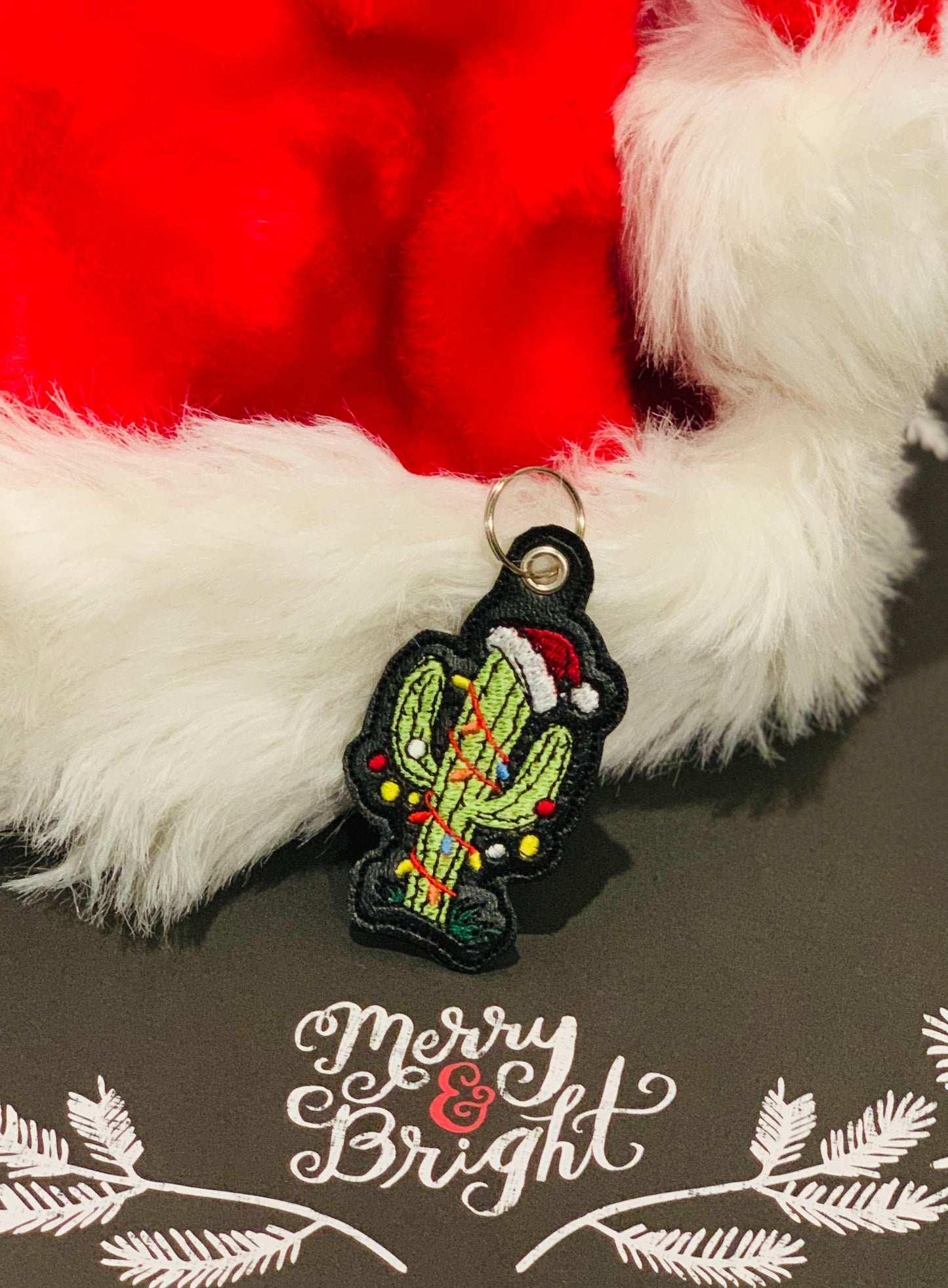 Christmas Cactus Snap Tab & Eyelet Fob
