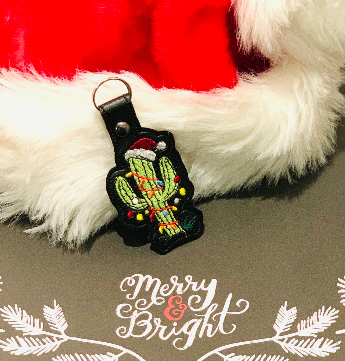 Christmas Cactus Snap Tab & Eyelet Fob