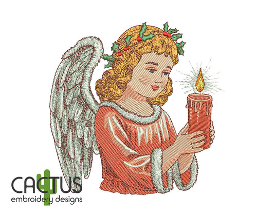 Angel with a candle Embroidery Design